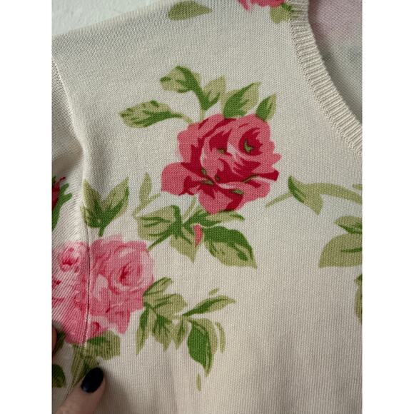 SILX by August Silk Pink Floral Rose Silk Blend Cardigan Size Medium - Picture 3 of 6